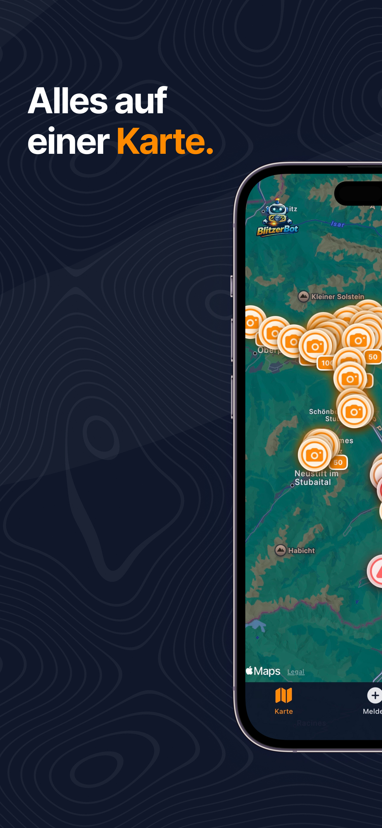BlitzerBot Echtzeit-Warnungen - Push-Benachrichtigungen für Blitzer und Gefahrenstellen